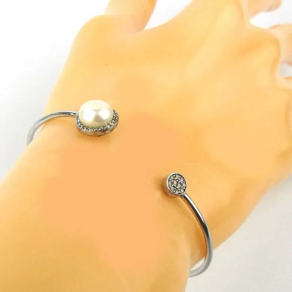 Sterling Silver Slim Trim Sliver Bracelet w/ Pear… - image 2