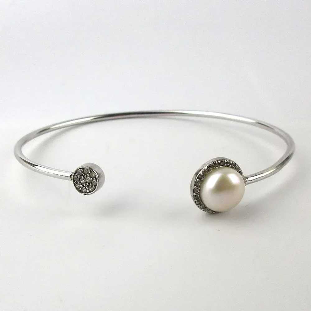 Sterling Silver Slim Trim Sliver Bracelet w/ Pear… - image 3