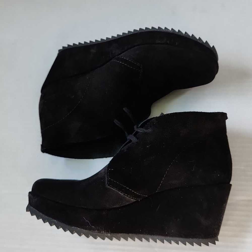 Pedro Garcia black suede leather wedge booties Sz… - image 3