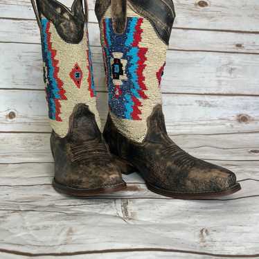 Roper Western Boots Womens Bead Azteca Brown size… - image 1