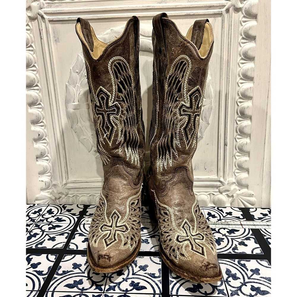 Corral Womens Cowboy Boots Size 8 Gray Brown Blac… - image 2