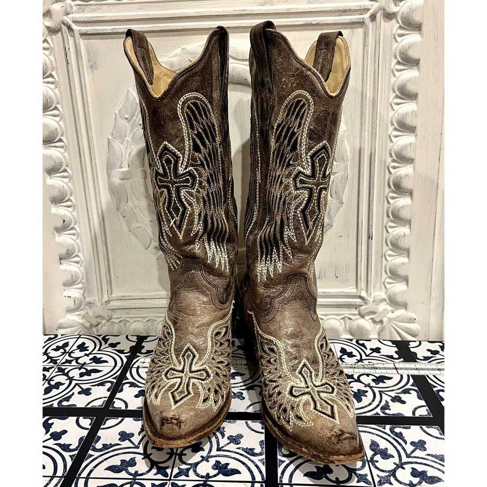 Corral Womens Cowboy Boots Size 8 Gray Brown Blac… - image 2