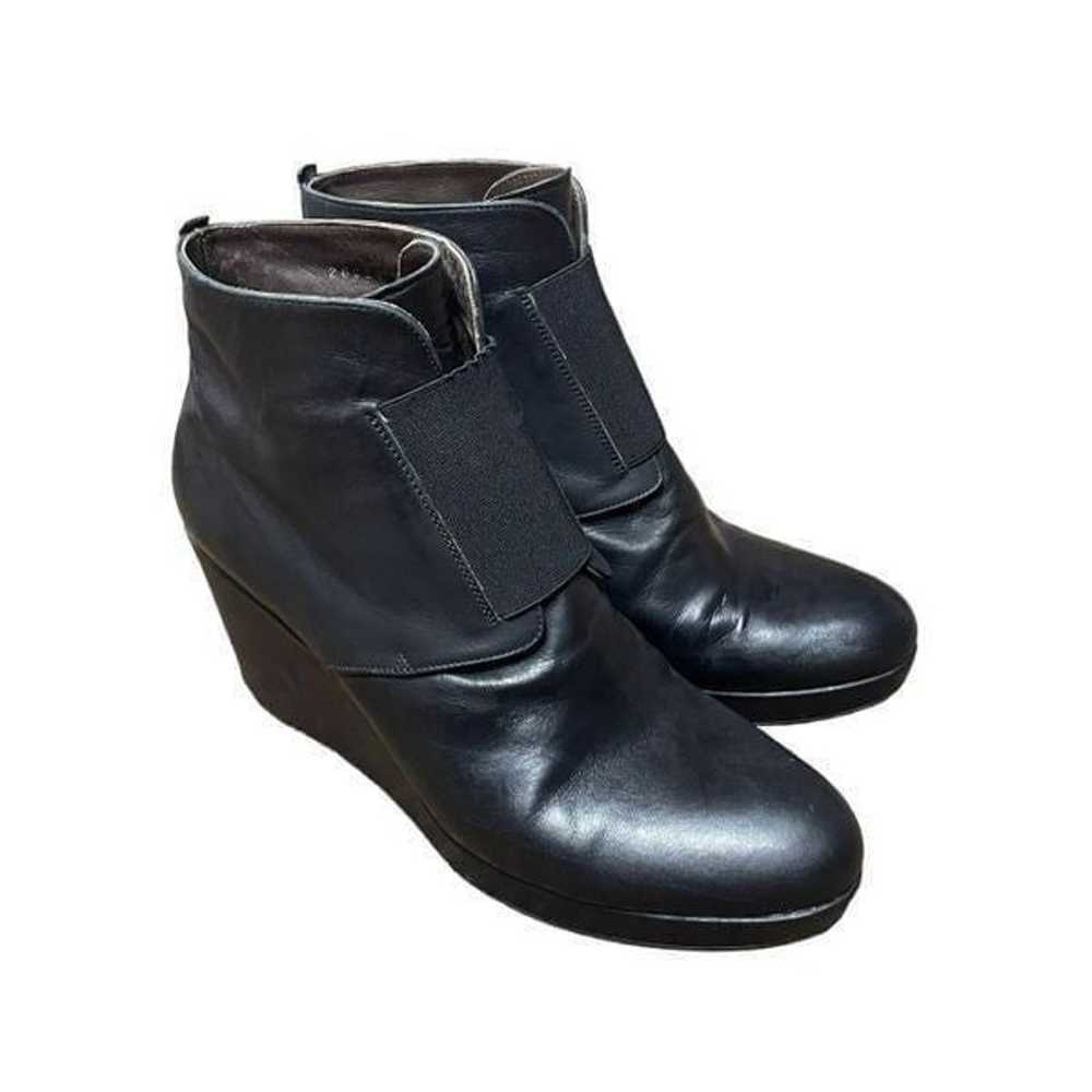 Coclico black leather wedge booties size 40 us 9 - image 2