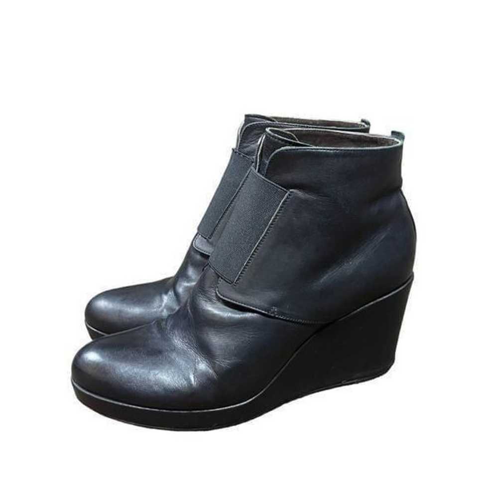 Coclico black leather wedge booties size 40 us 9 - image 3