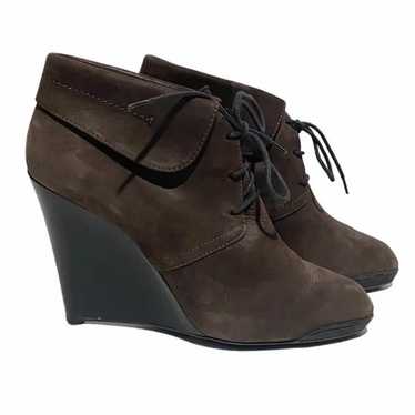 Tod’s Suede Ankle Lace Up Suede Wedge Booties 39.5