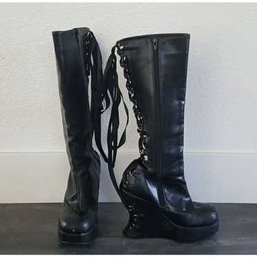 Black Lace Detailed Dominatrix Boots - image 1