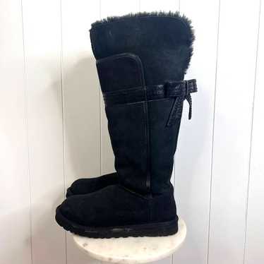 UGG Australia Genevieve Black Tall Boots with Leat