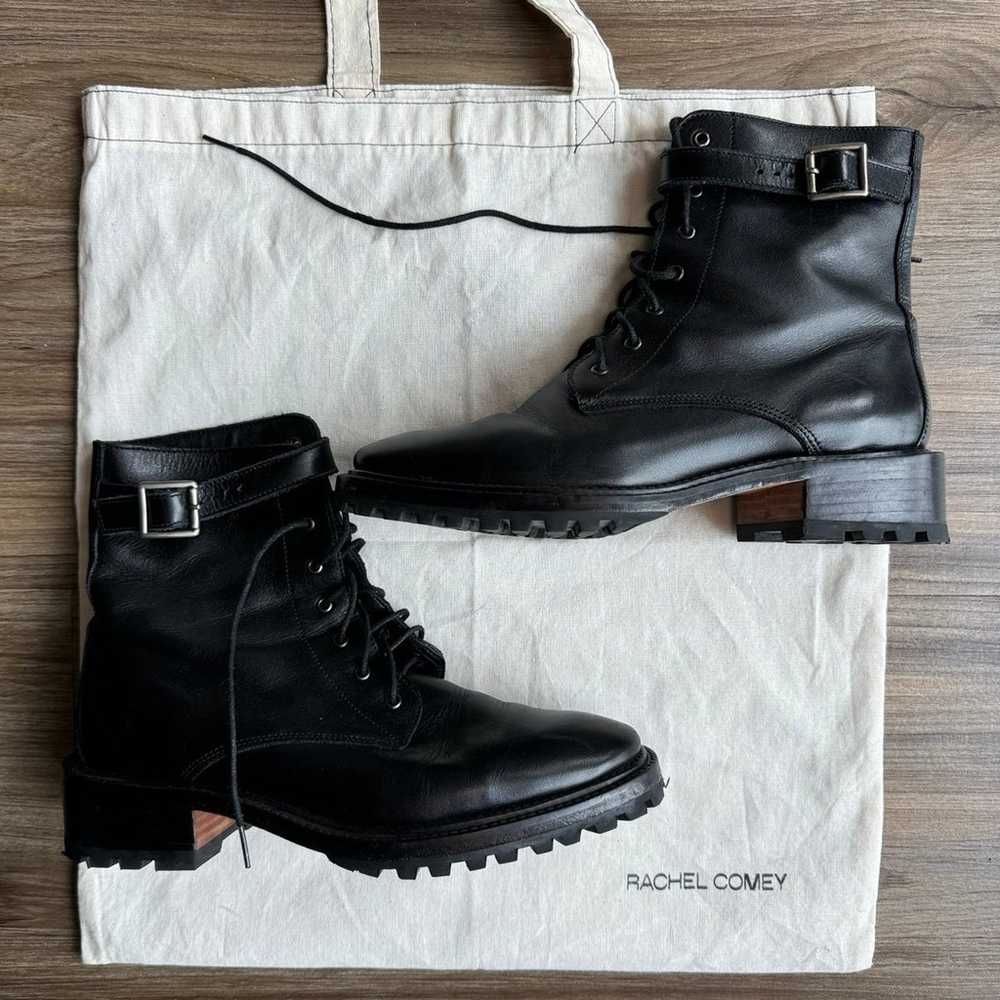 Rachel Comey Dame Lace-up black leather combat bo… - image 3