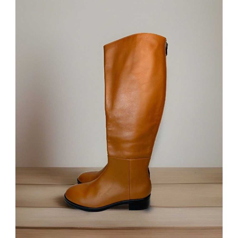 FRAME Ramsey Knee High Tan Leather Riding Boots S… - image 1