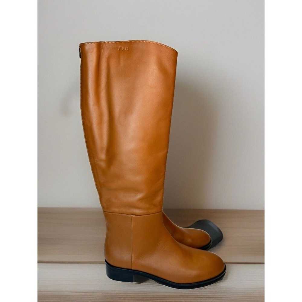 FRAME Ramsey Knee High Tan Leather Riding Boots S… - image 4