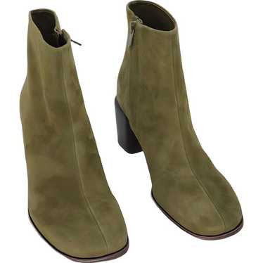 Vince Womens Maggie Dark Green Suede Booties - Siz