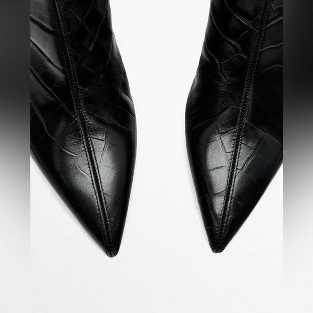 Massimo Dutti Black Leather Mock Croc Embosses An… - image 3