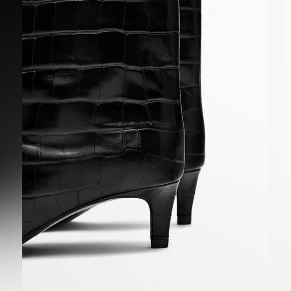 Massimo Dutti Black Leather Mock Croc Embosses An… - image 4