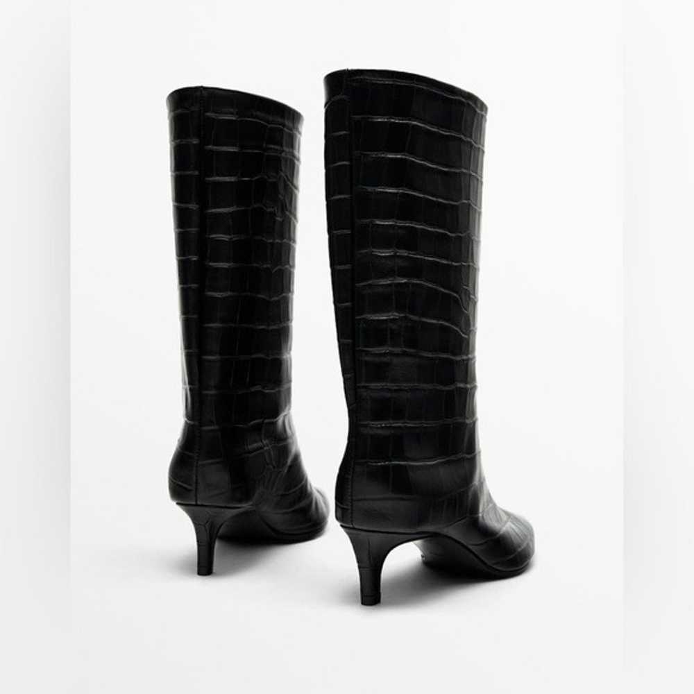 Massimo Dutti Black Leather Mock Croc Embosses An… - image 5