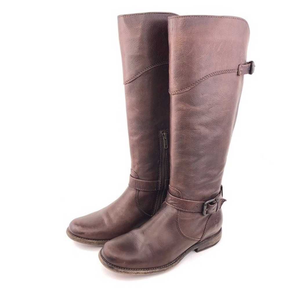 Frye Phillip Brown Leather Tall Riding Boots 7 B - image 3