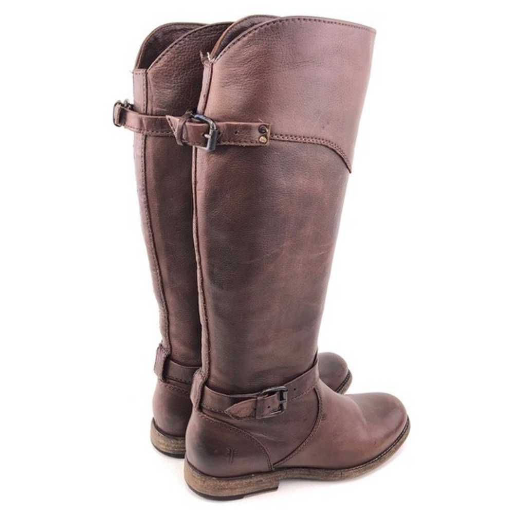 Frye Phillip Brown Leather Tall Riding Boots 7 B - image 5