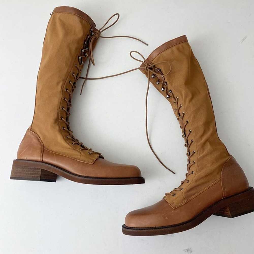 New Free People Trickum Brown Lace Up Combat Boot… - image 1