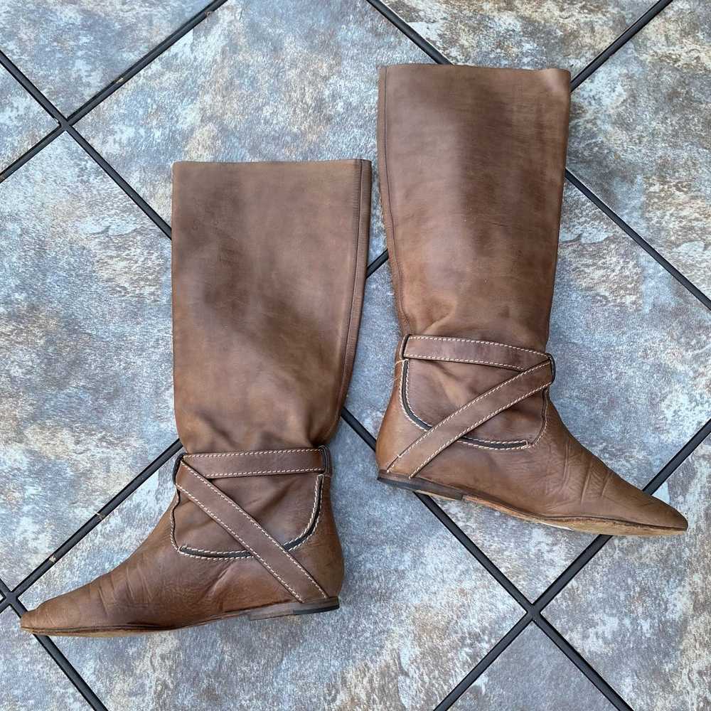 Chloe Tan Knee High Leather Riding Boots Mid Calf… - image 8