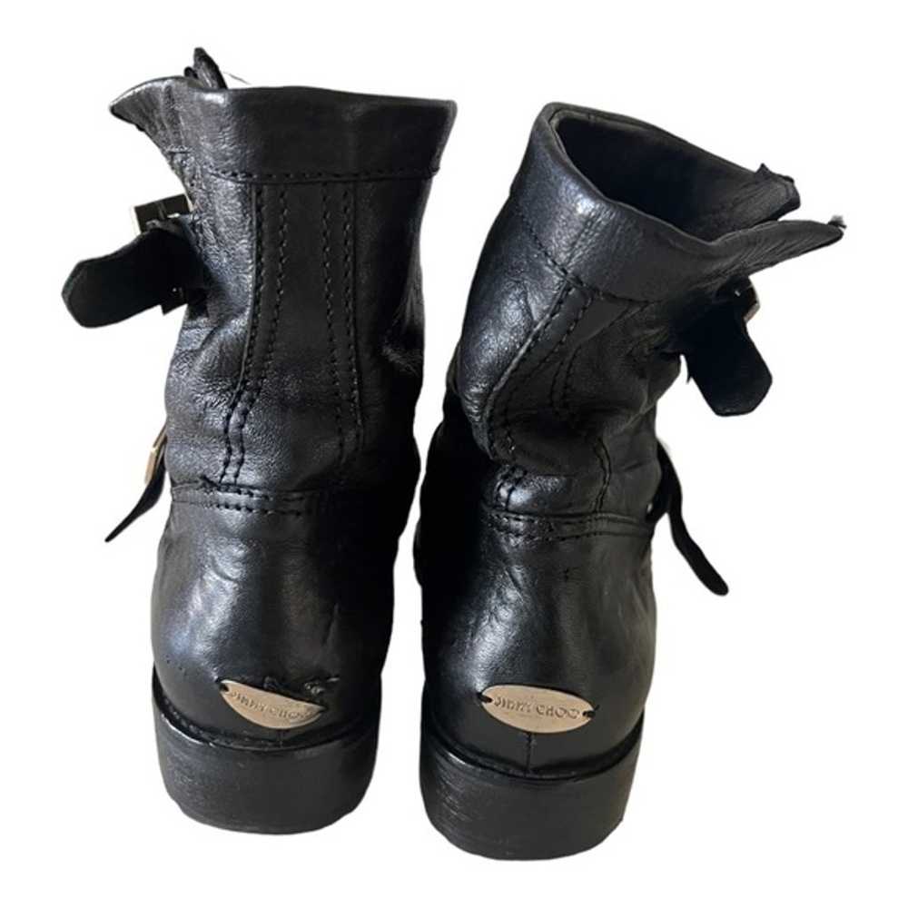 Jimmy Choo Black Leather Moto Biker Boots Size 37 - image 12