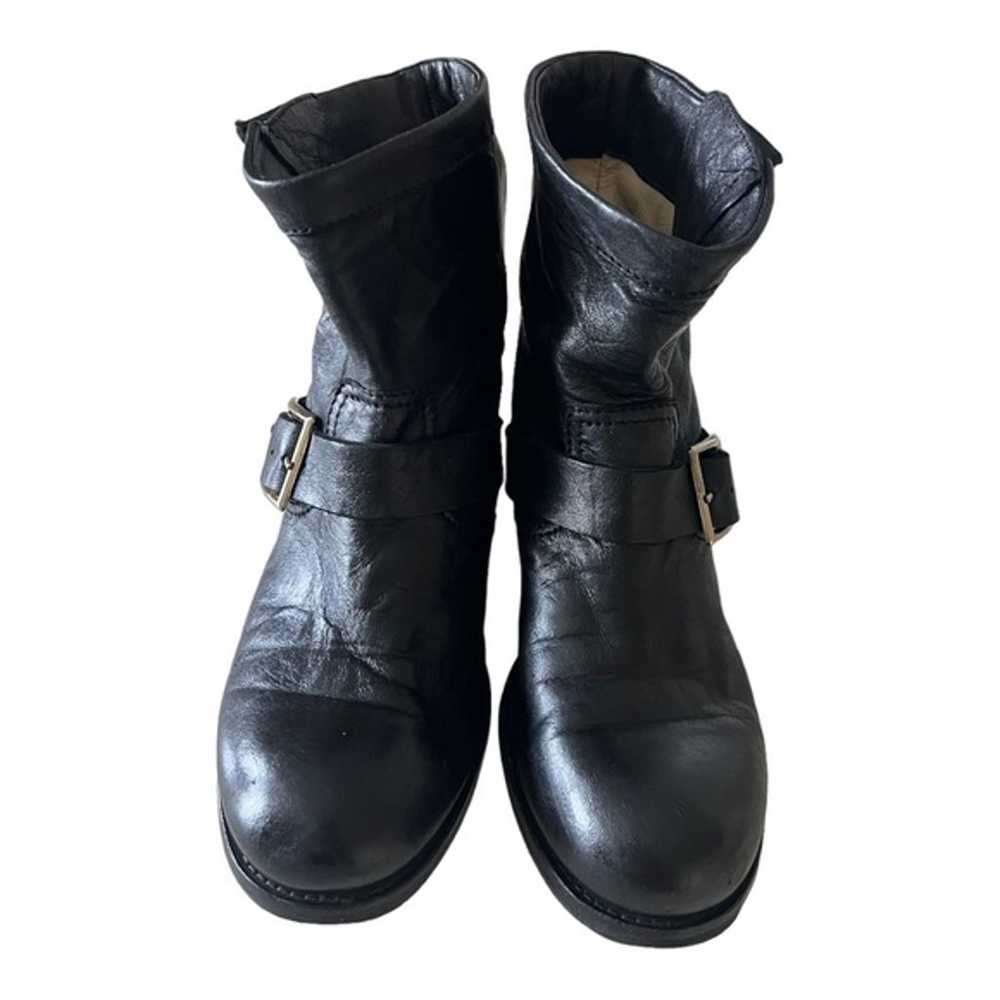 Jimmy Choo Black Leather Moto Biker Boots Size 37 - image 7