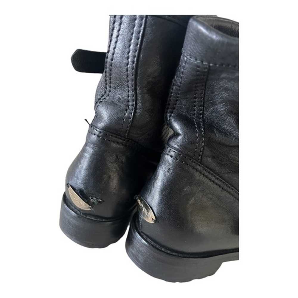 Jimmy Choo Black Leather Moto Biker Boots Size 37 - image 8