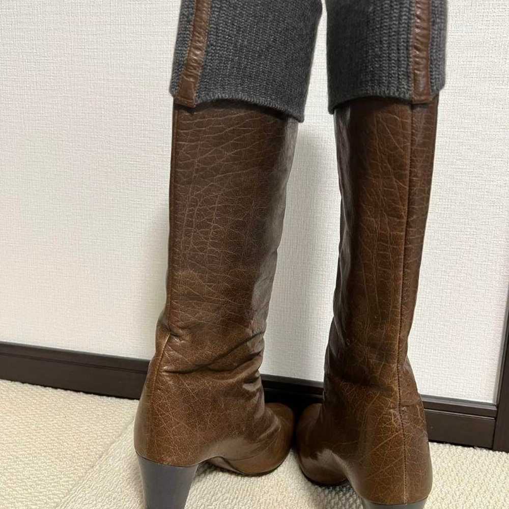 Salon Water Buffalo Leather + Knit Long Boots - image 4