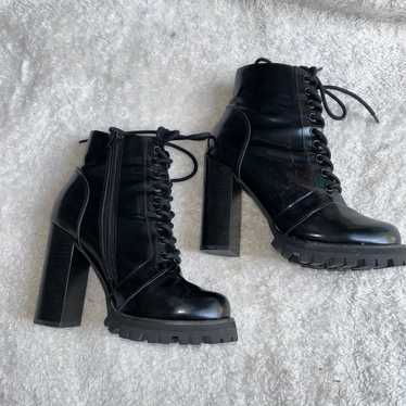 JEFFREY CAMPBELL Legion Black Box Leather Lace Up… - image 1