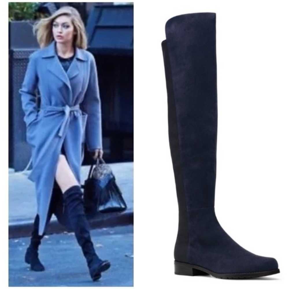 Stuart Weitzman 5050 Over The Knee Boots Blue Sue… - image 1