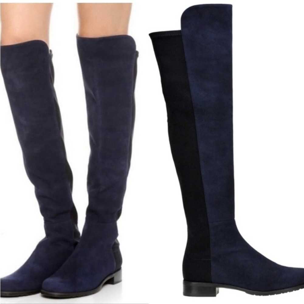 Stuart Weitzman 5050 Over The Knee Boots Blue Sue… - image 3