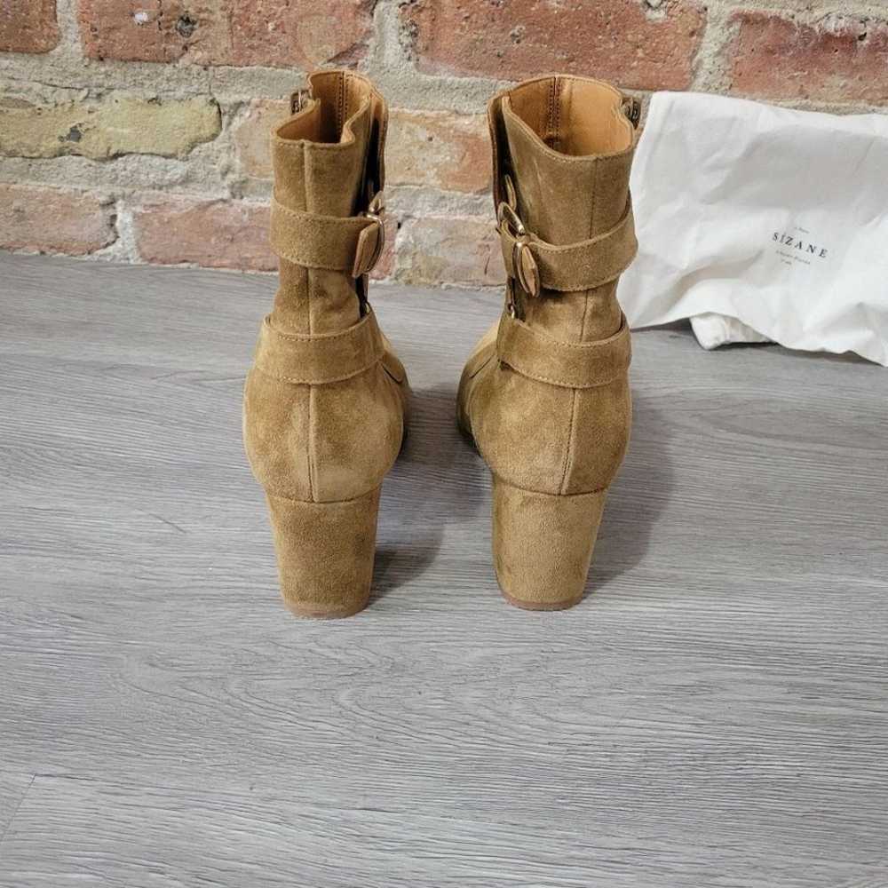 Sezane Brooklyn Suede Leather Buckle Tan Taupe Bo… - image 6