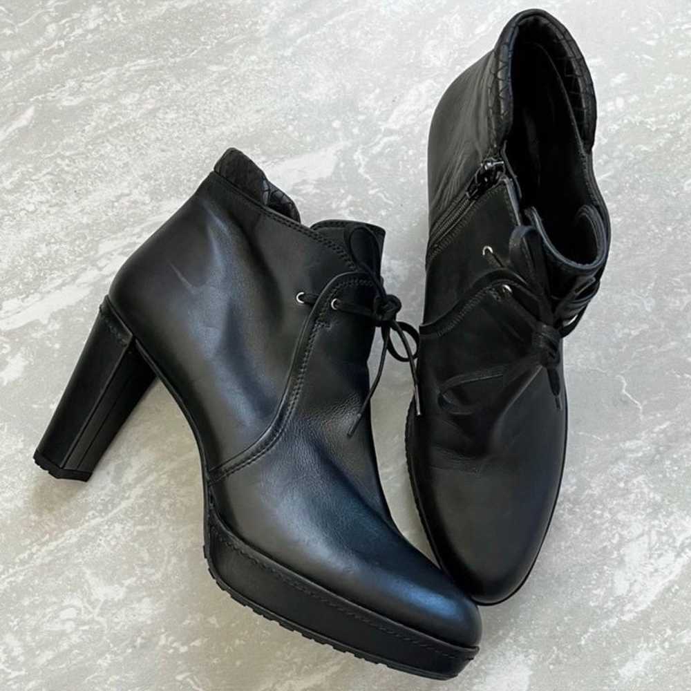 [Stuart Weitzman] Black Leather Ankle Moto Boots - image 3