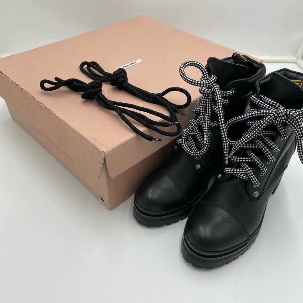 ♪Miu Miu short boots, size 34, black, lace-up boo… - image 2