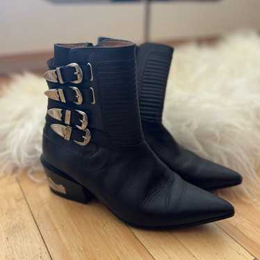 Toga Pulla Western Leather Buckle Boots