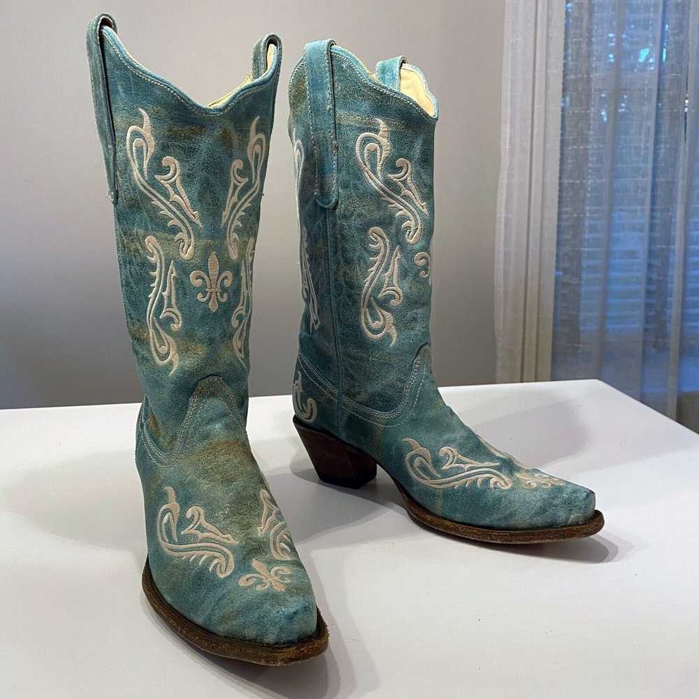 Corral Women's Turquoise Blue Cortez Cowboy Snip … - image 3