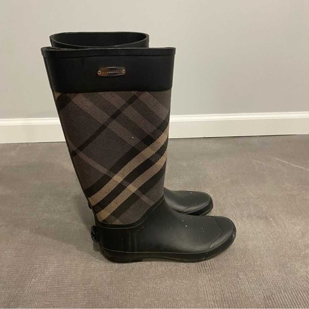 Burberry Plaid Print Rubber Rain Boots Size 10 - image 1