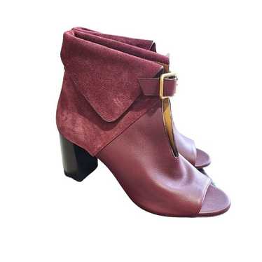 New Chloe Sienna Burgundy Suede Leather Open Toe … - image 1