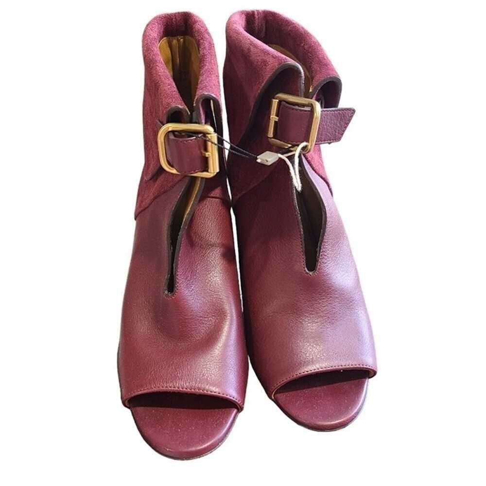 New Chloe Sienna Burgundy Suede Leather Open Toe … - image 2