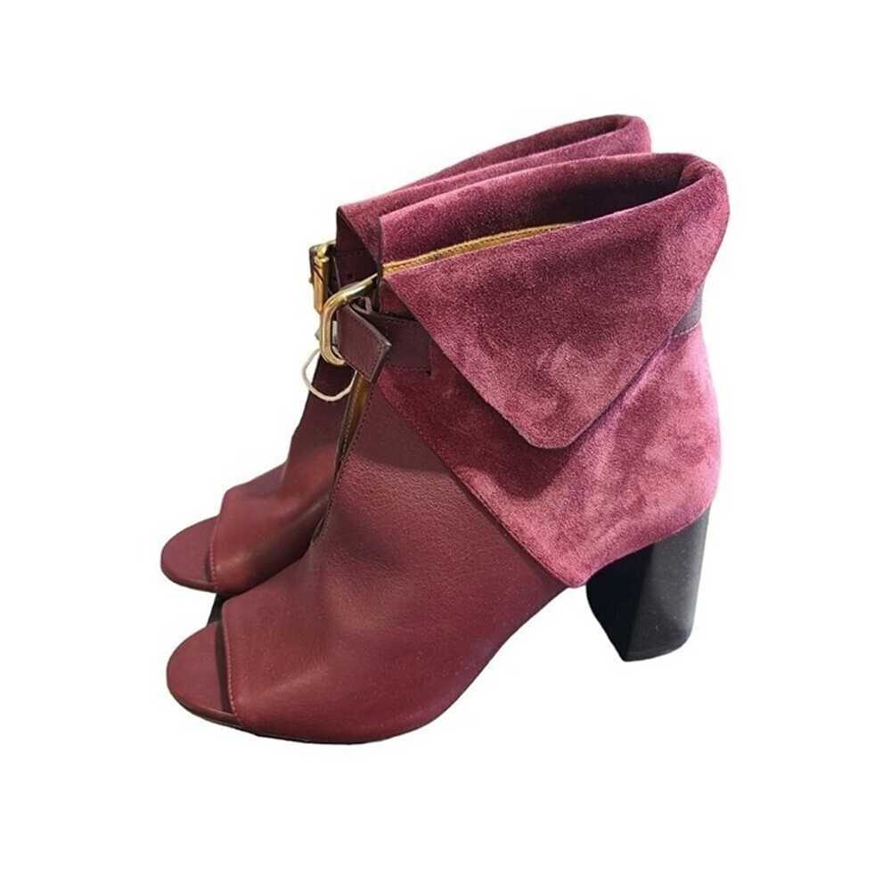 New Chloe Sienna Burgundy Suede Leather Open Toe … - image 3