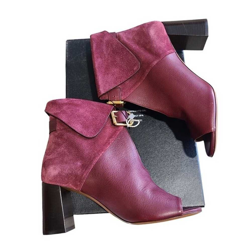 New Chloe Sienna Burgundy Suede Leather Open Toe … - image 6