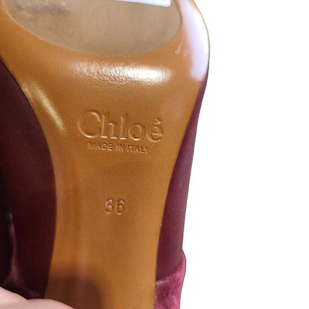 New Chloe Sienna Burgundy Suede Leather Open Toe … - image 8