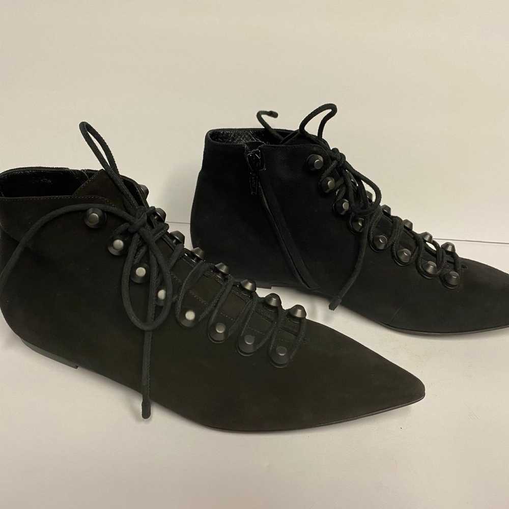 Balenciaga flat ankle boots suede lace up black 38 - image 1