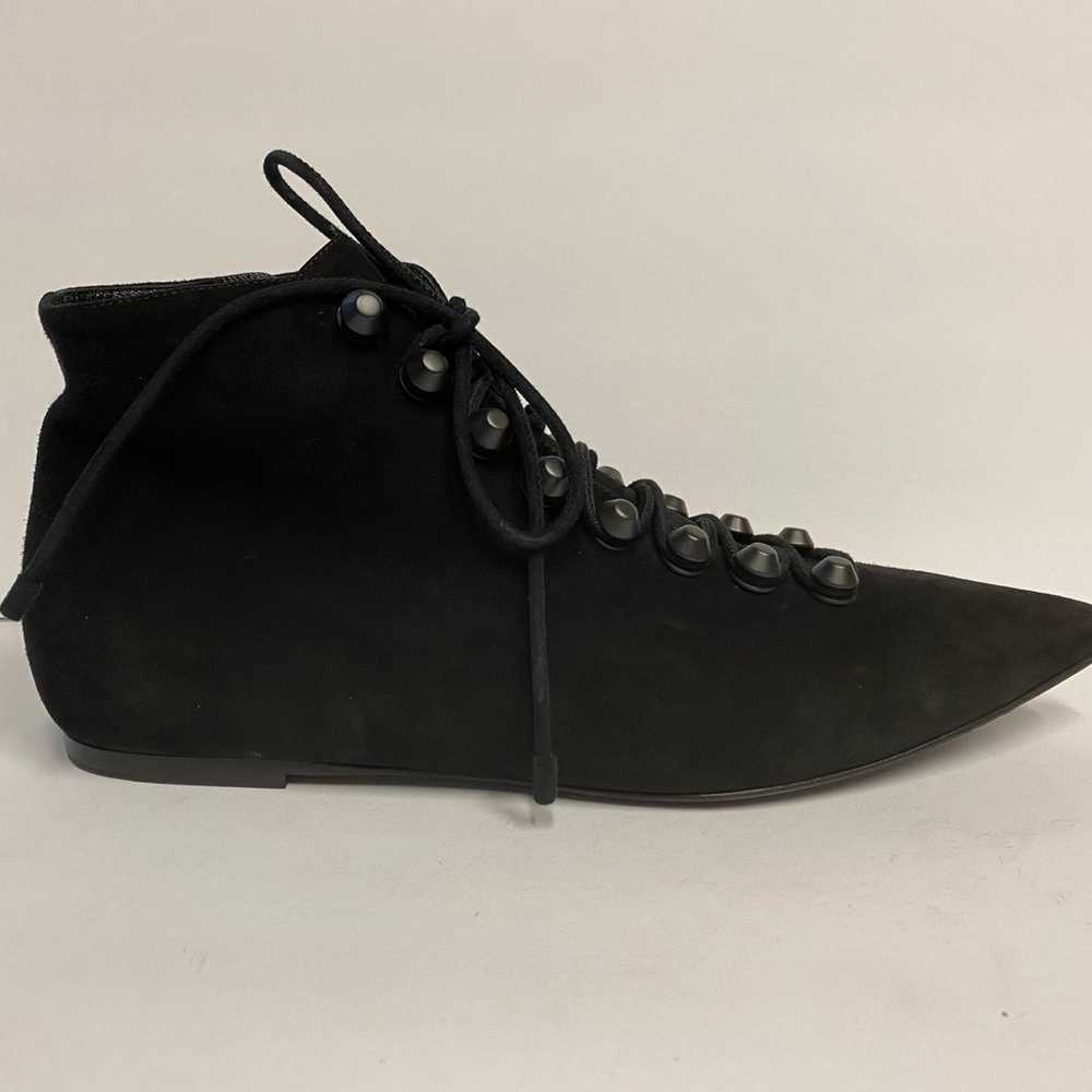 Balenciaga flat ankle boots suede lace up black 38 - image 2