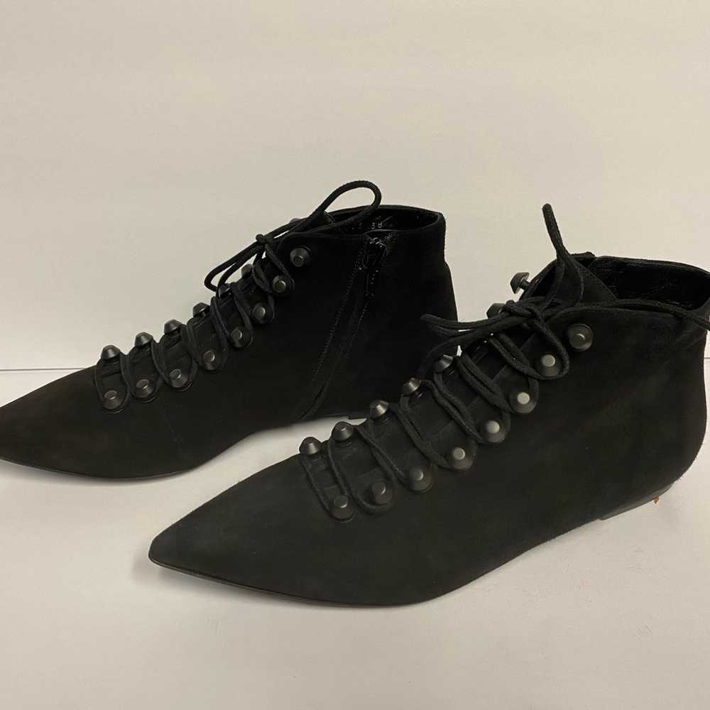 Balenciaga flat ankle boots suede lace up black 38 - image 3