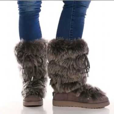 UGG CLASSIC POSH SHORT FUR THUNDER CLOUD BOOTS NWO