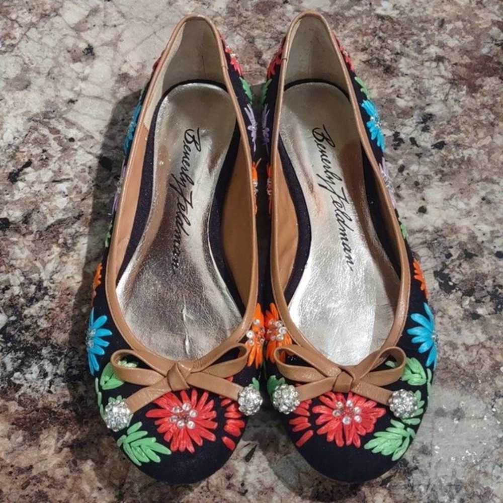 Beverly Feldman Stitched Floral Flats - image 1