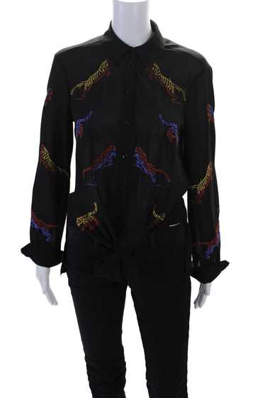 Karen Millen Womens Black Embroidered Cats Long Sl