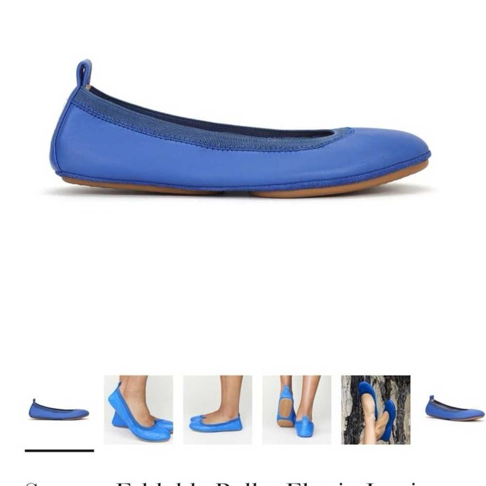 Yosi Samra Foldable Ballet Flat in Lapis Blue Lea… - image 1