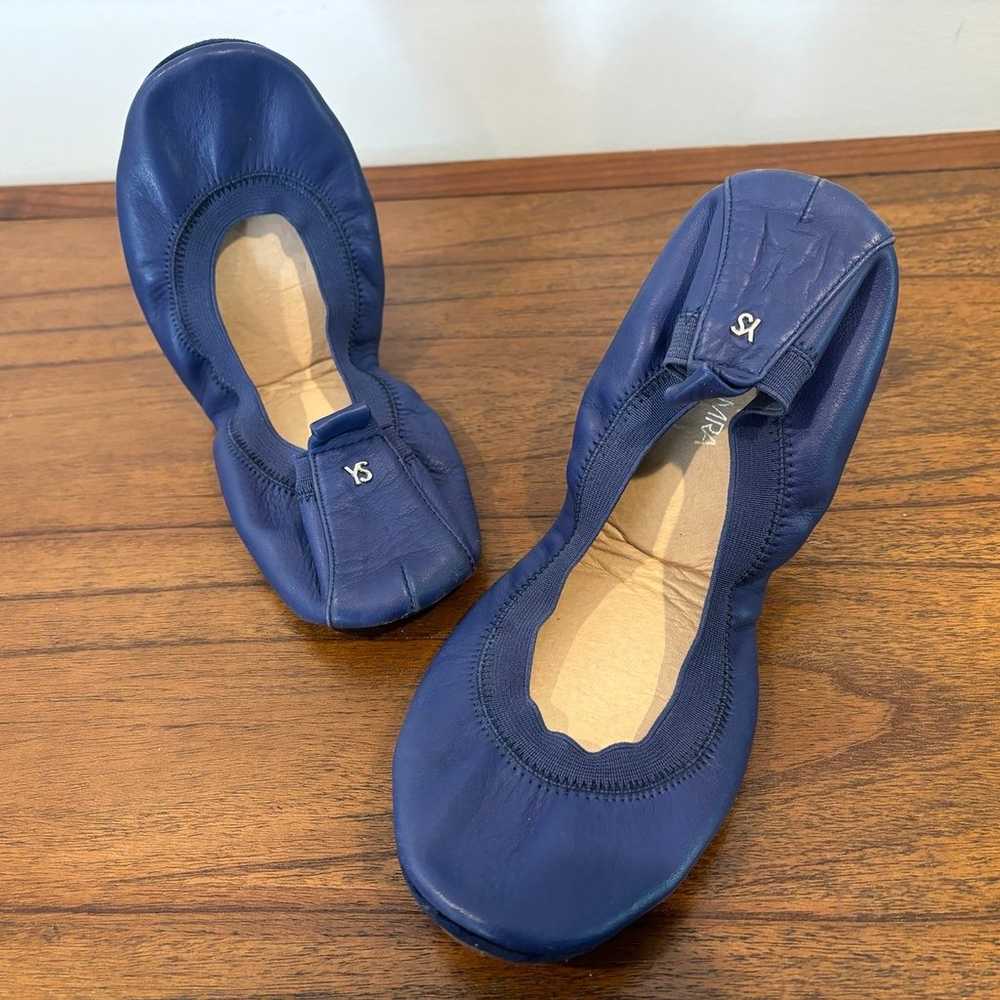 Yosi Samra Foldable Ballet Flat in Lapis Blue Lea… - image 4