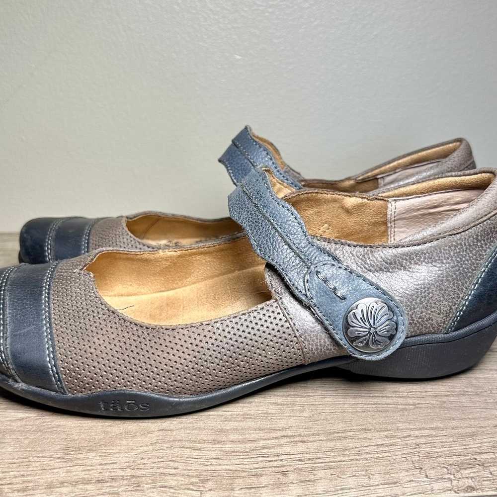 TAOS Bravo Blue Mary Jane Shoes Brown Gray Leathe… - image 1