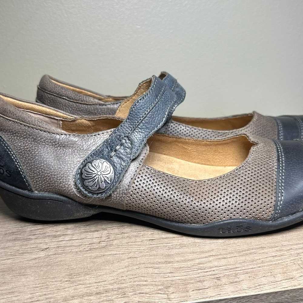 TAOS Bravo Blue Mary Jane Shoes Brown Gray Leathe… - image 2